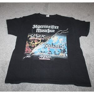 Rock Concert T-Shirt Megadeth Anthrax Slayer Size Medium 2010 Tour Jagermeister